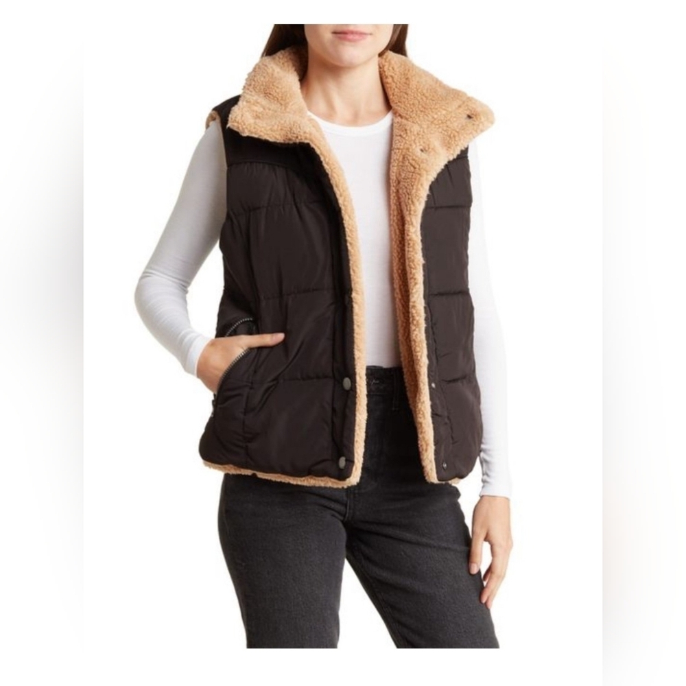 Lucky Brand Reversible Faux Shearling Vest Women’s Size L